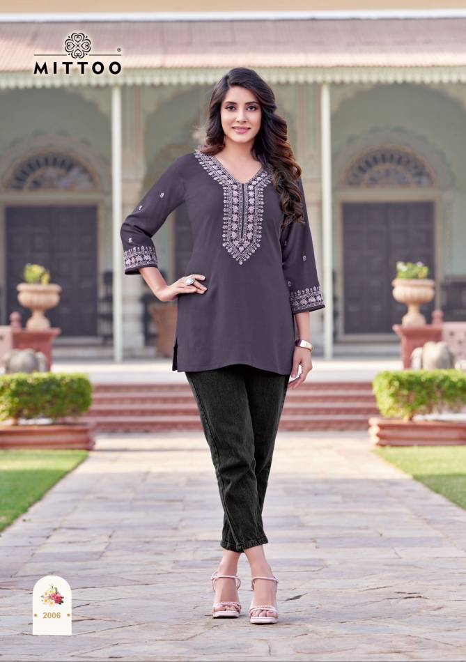Charmi By Mittoo Thread Work Rayon Ladies Top Wholesale Price In Surat